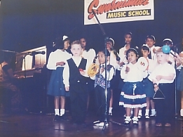 My delightful percussion band entertains the audience.