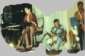 With Sri Lankan musicians at 'Song and Dance' in aid of the Kotte Orphanage, Sri Lanka -Melbourne