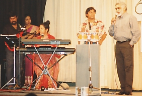 Prasanna with his patriotic song of which the lyrics were written by himself.